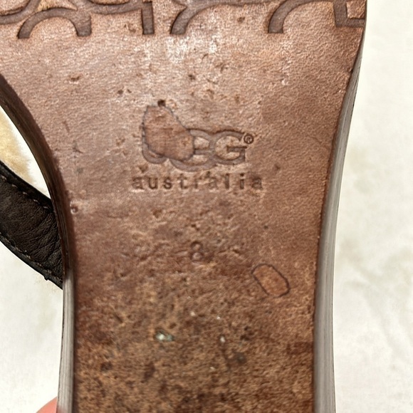 Ugg Fur Flip Wooden Bottom Flops Women’s Size 8 - Picture 8 of 14